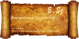 Baranszky Szigfrid névjegykártya